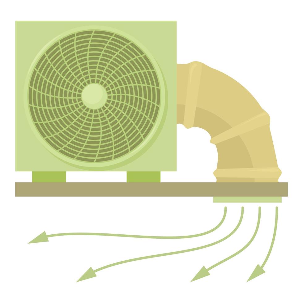 systemet fläkt och rör ikon, tecknad serie stil vektor