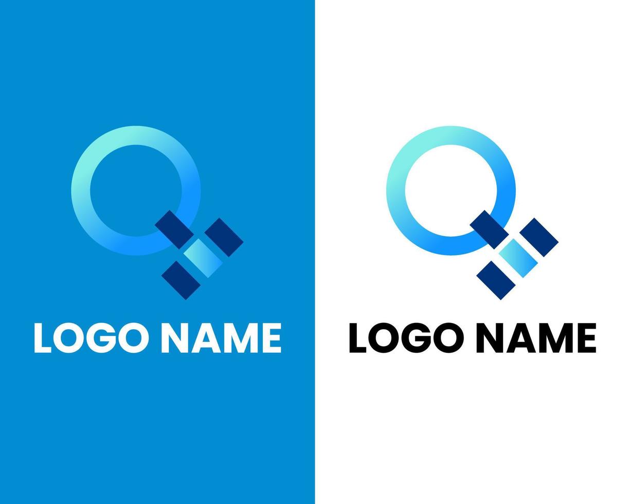 brev q med tech modern företag logotyp design mall vektor