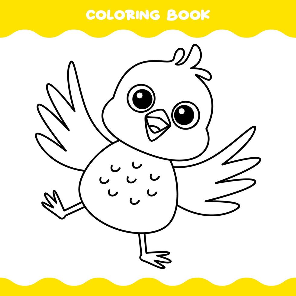färg sida med tecknad serie fågel vektor