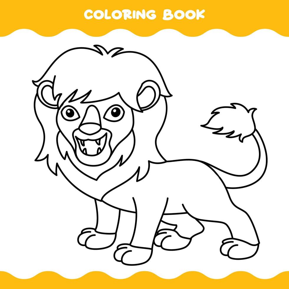 färg sida med tecknad serie lejon vektor