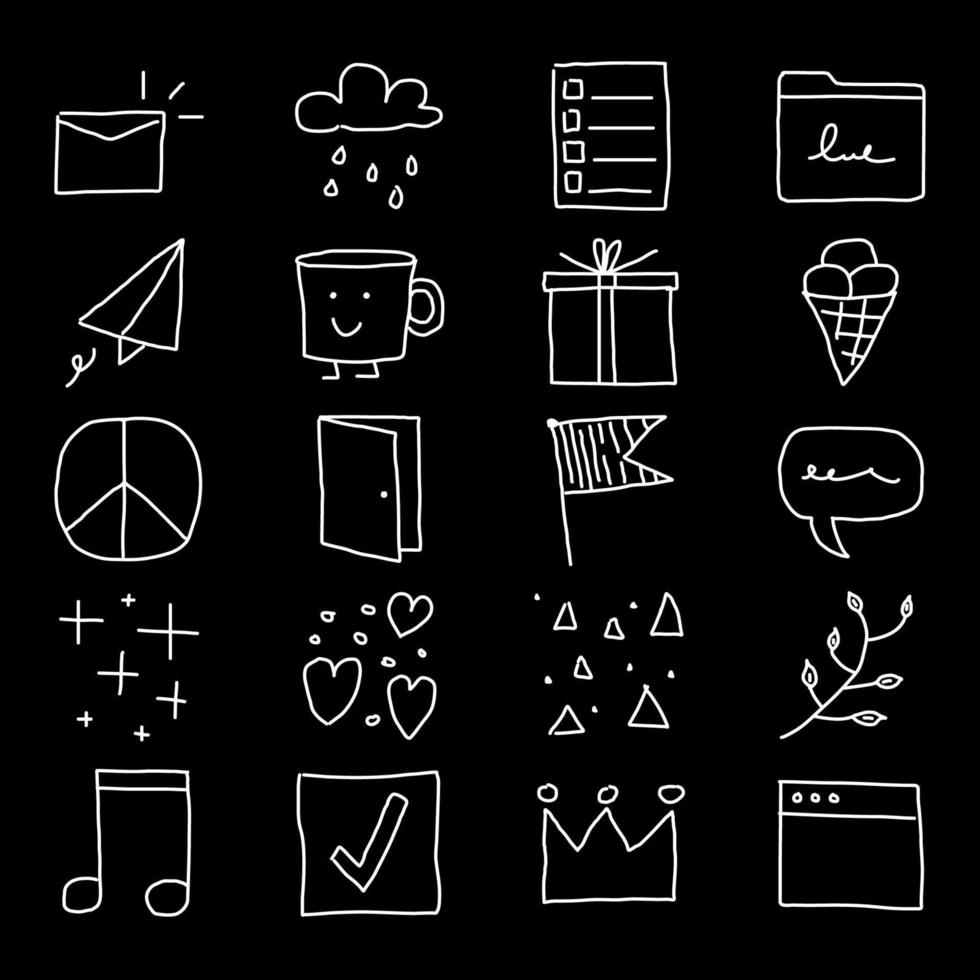 abstrakte Kinderspiel-Icon-Set. handgeschriebene Cartoon-Spaß-Symbole. vektor
