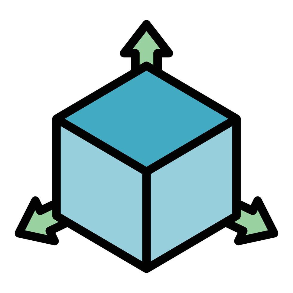 Umstrukturierung 3D-Richtungssymbol Farbumrissvektor vektor