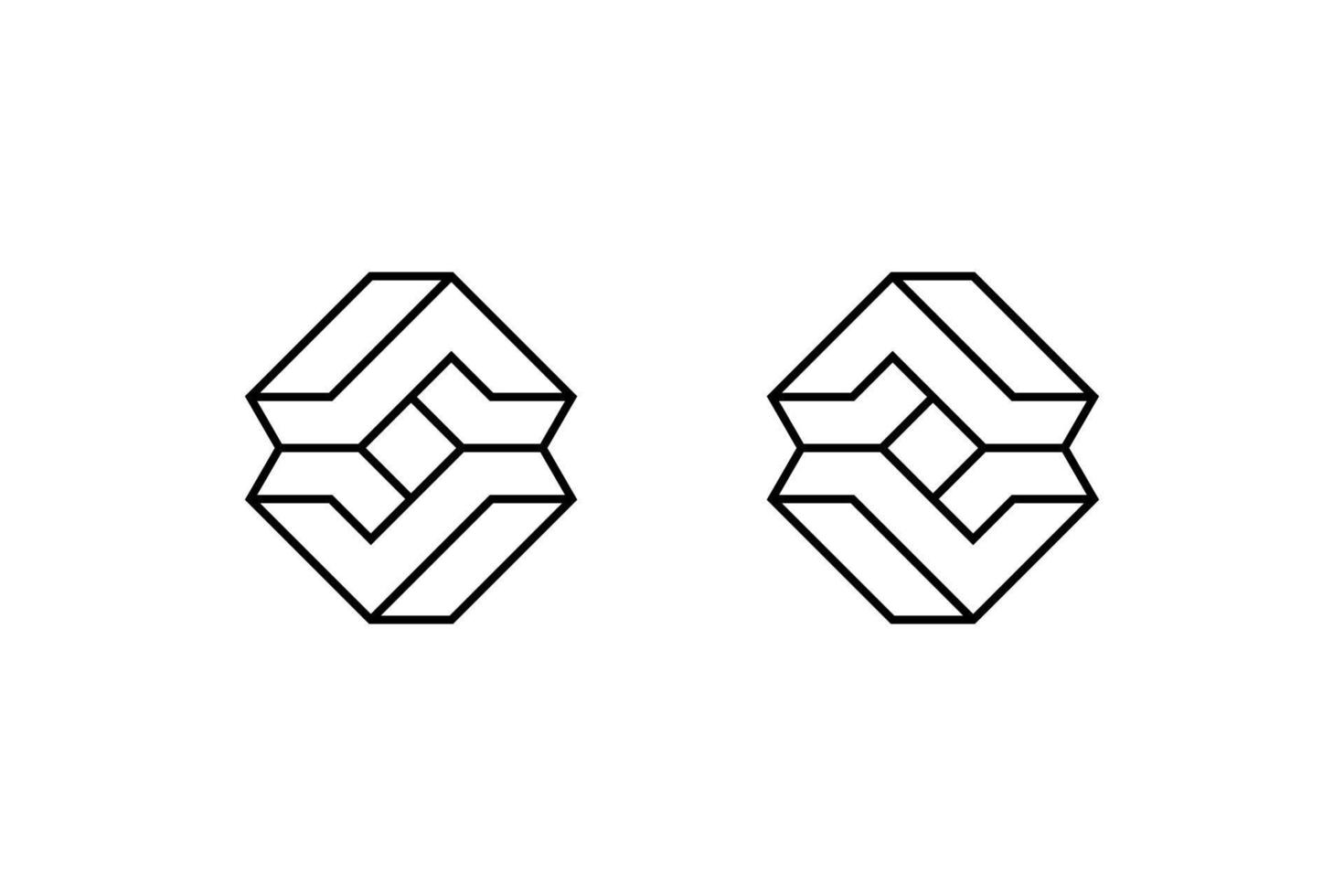 schwarz-weißer anfangsbuchstabe s geometrisches hexagon-logo vektor