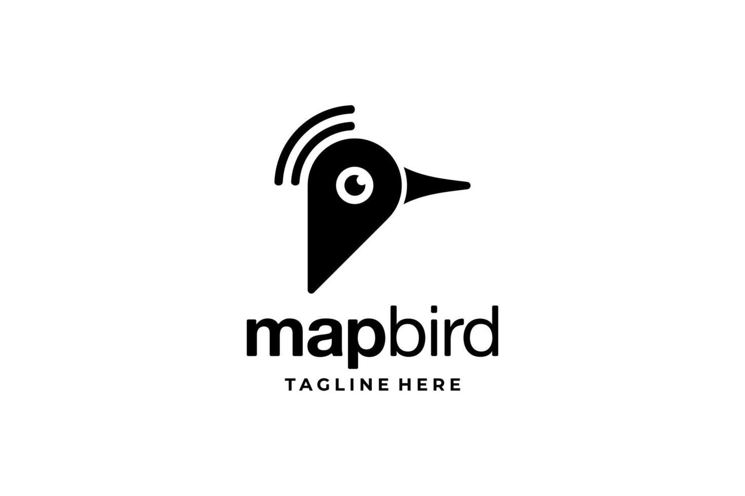 svart vit Karta fågel lokalisera logotyp vektor