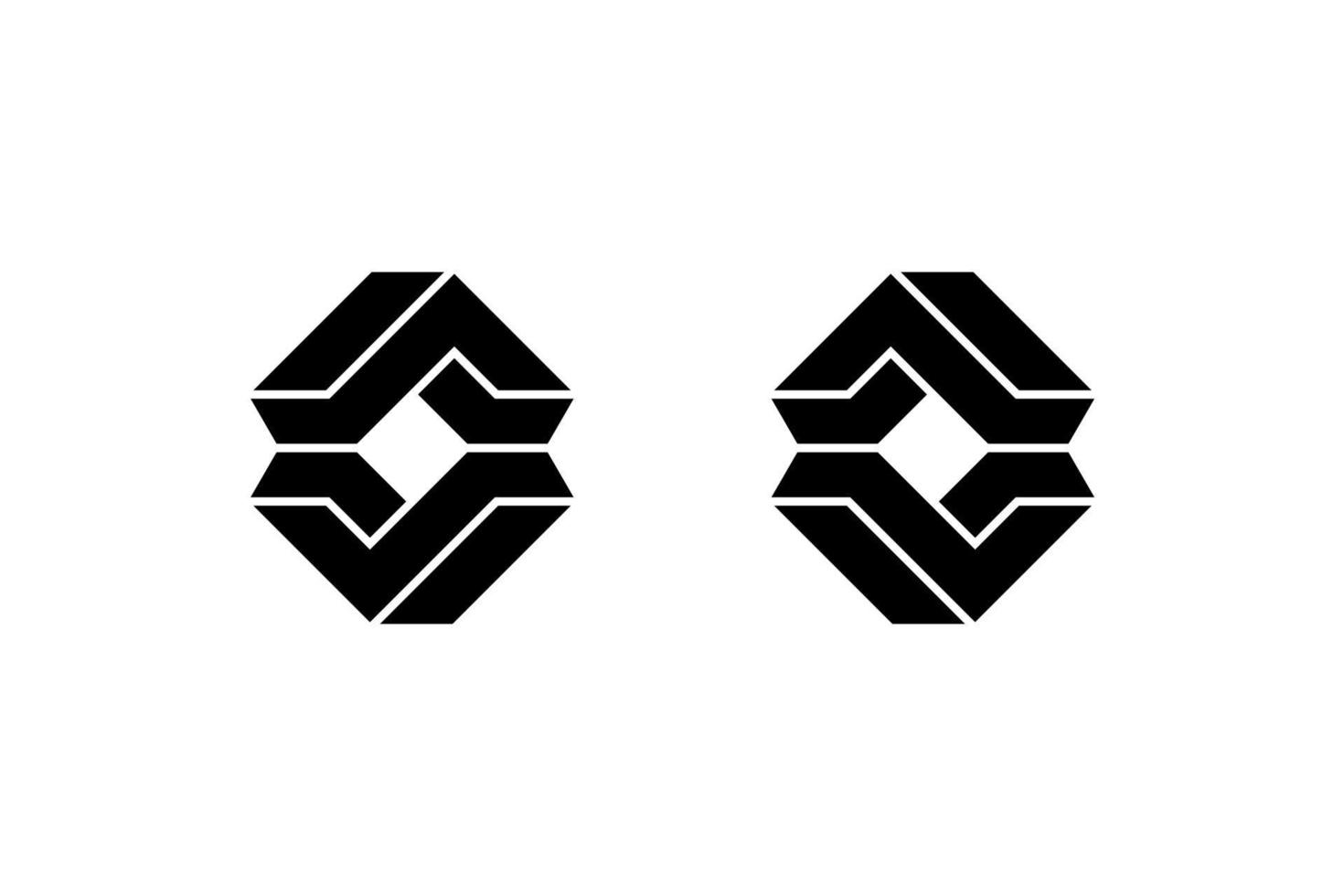 schwarz-weißer anfangsbuchstabe s geometrisches hexagon-logo vektor