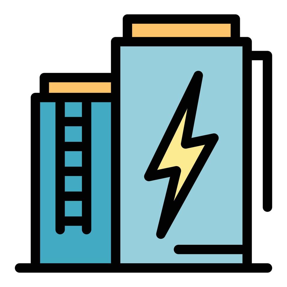 kraft batteri energi ikon Färg översikt vektor