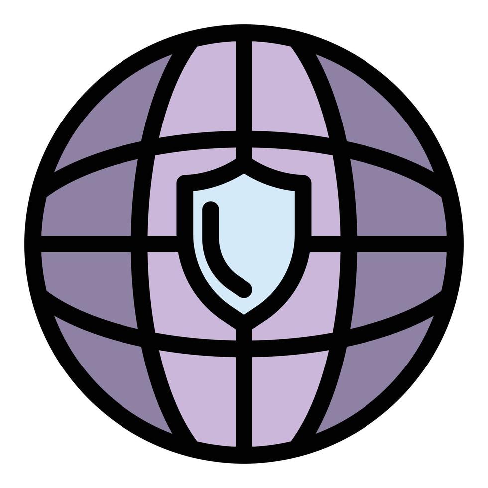 Globaler Betrugsschutz-Symbol Farbumrissvektor vektor