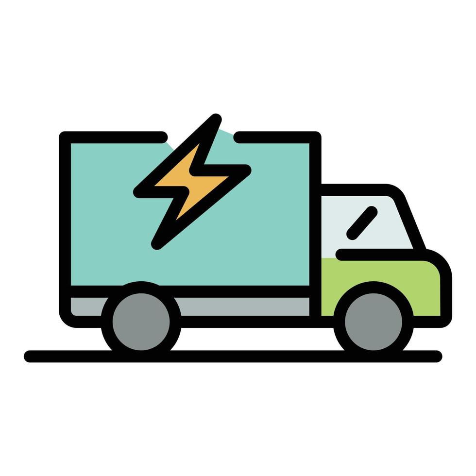 Elektro-LKW-Symbol Farbumrissvektor vektor