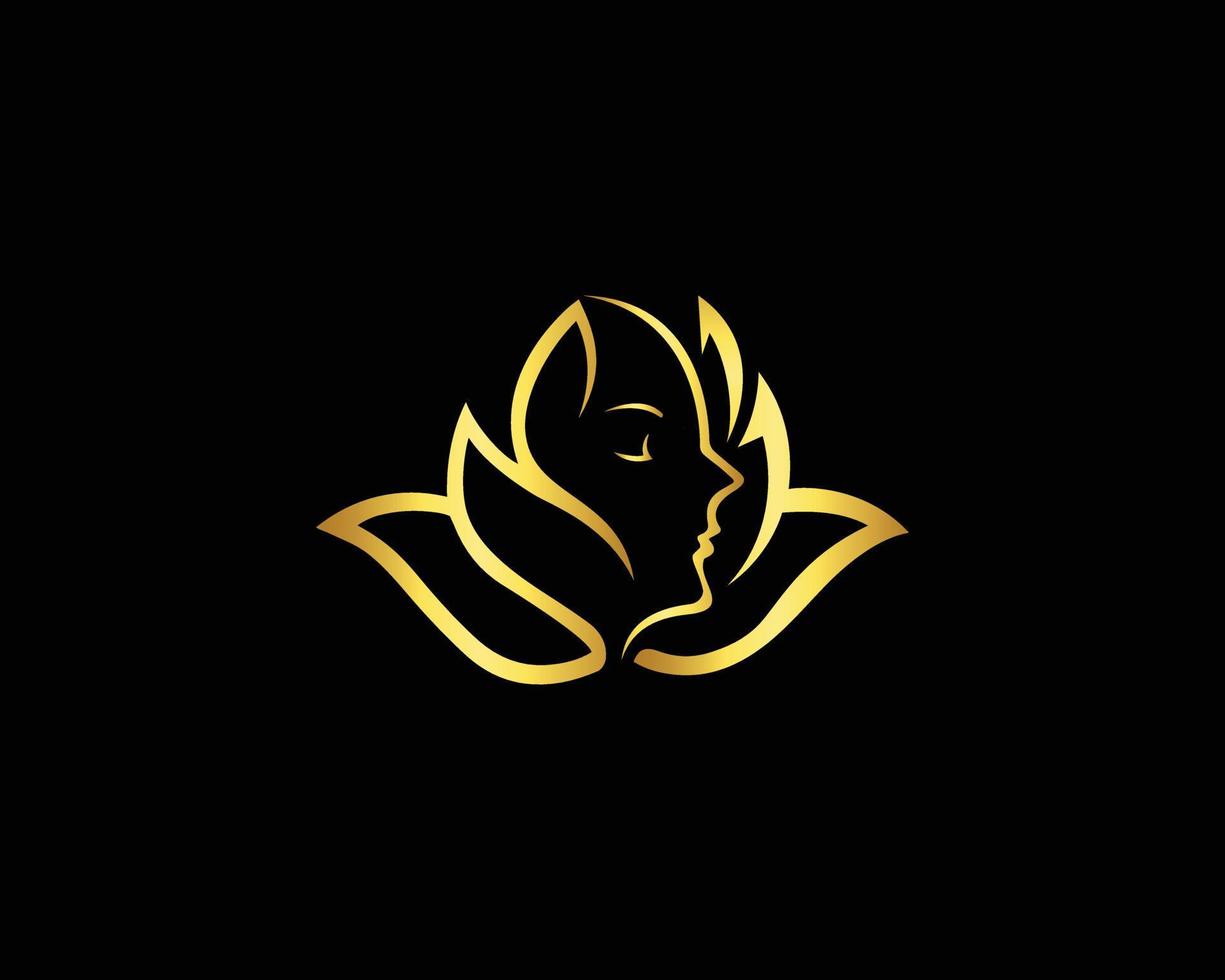 lotus blomma skönhet hud och hår salong behandling logotyp design inspiration vektor. vektor