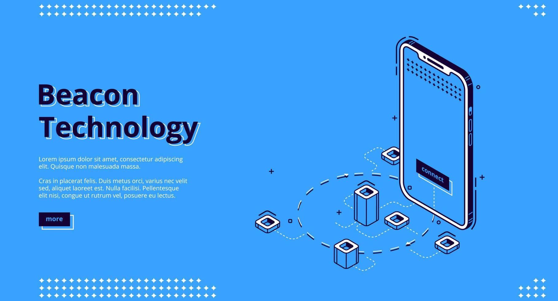 Landing Page der Beacon-Technologie mit Smartphone vektor