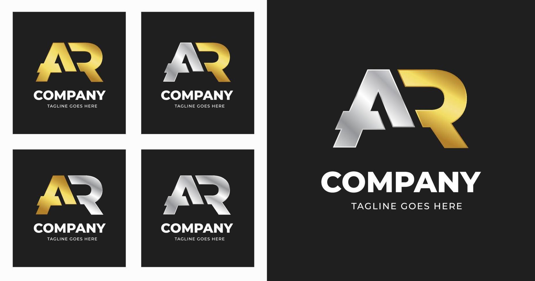 buchstabe ar logo template design mit modernem luxusvariationskonzept vektor