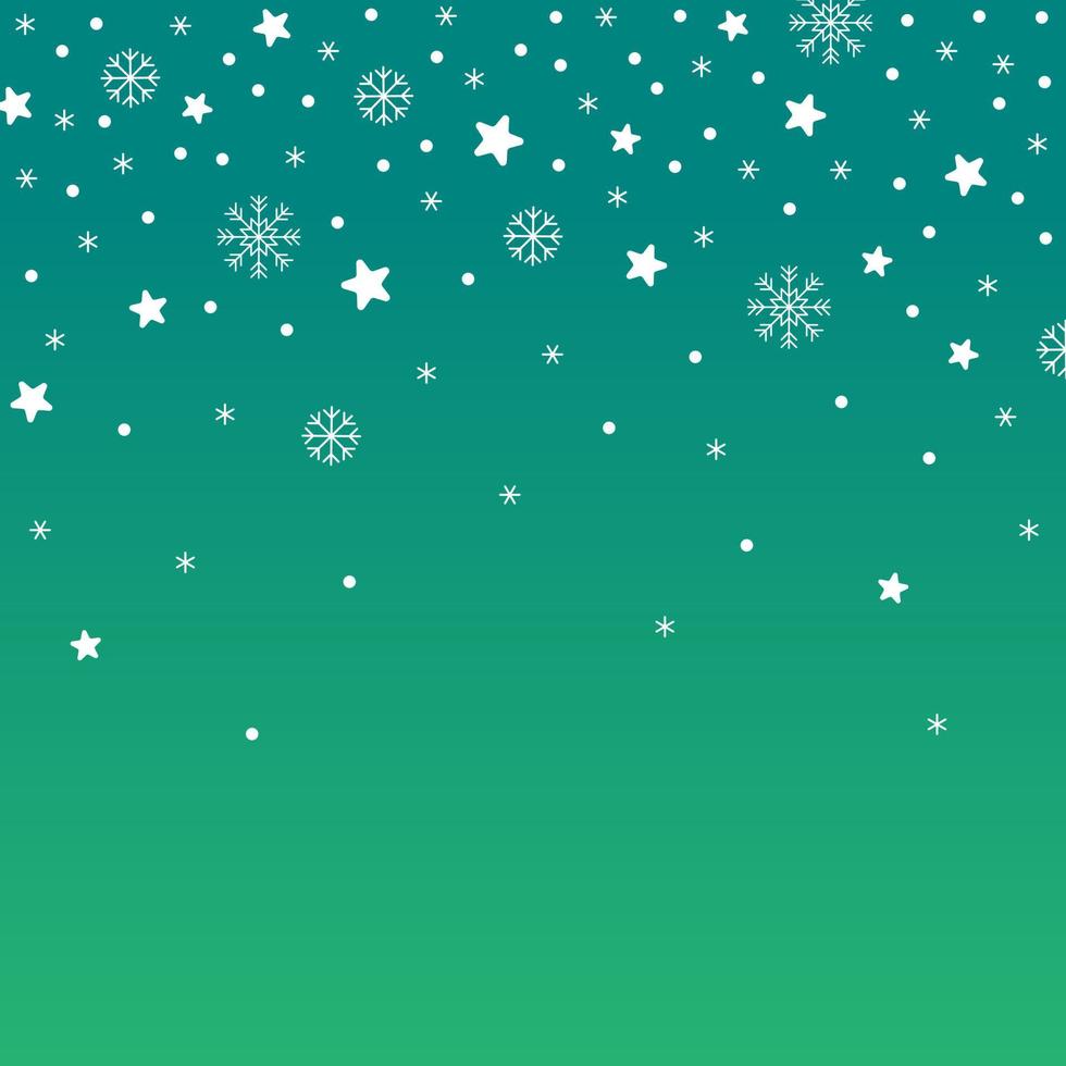 söt glad jul stjärna snö snöflinga konfetti element ditsy stänk gnistra glans små polkadot vår linje abstrakt lutning grön mönster ram bakgrund för jul fest vektor