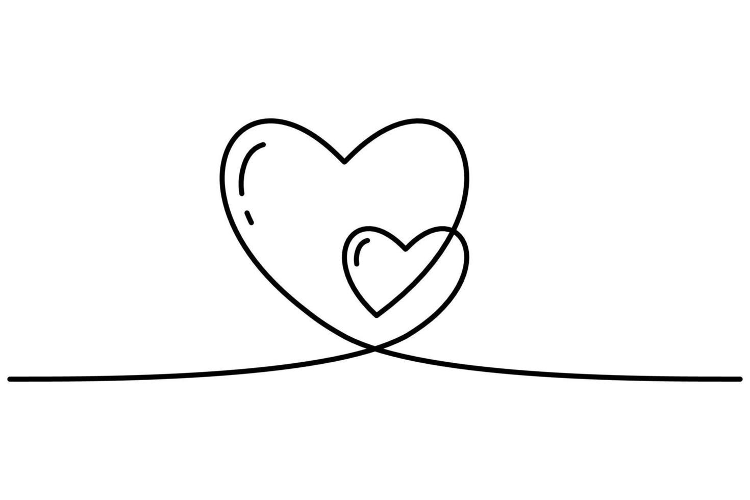 Symbol für durchgehende schwarze Herzlinie. durchgehende Strichzeichnung Liebessymbol auf weißem Hintergrund. dekorationselement für valentinstag, hochzeit, einladungskarte. Vektor-Illustration. kostenloser Vektor