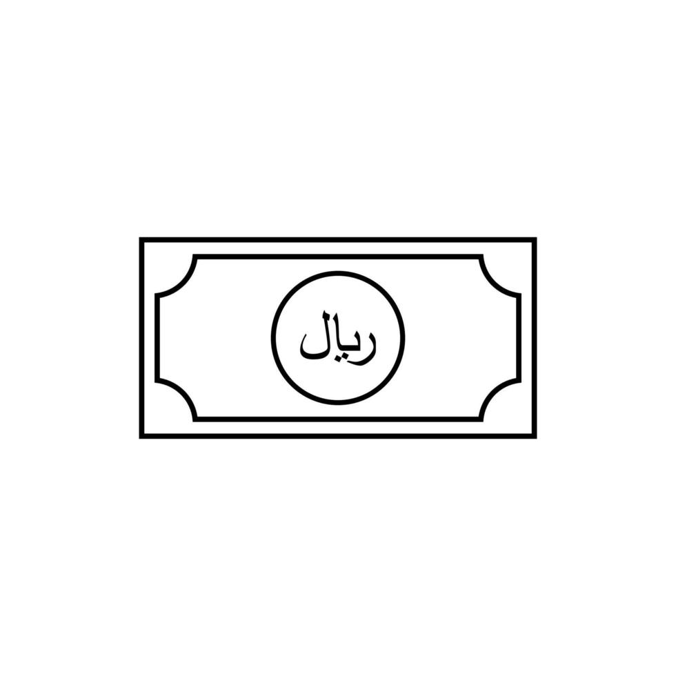 Rial-Zeichen, auch bekannt als Riyal-Zeichen für Symbol, Symbol, Piktogramm, Website, Kunstillustration oder Grafikdesignelement. Vektor-Illustration vektor