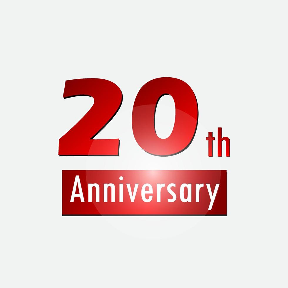 rotes 20-jähriges Jubiläumsfeier einfaches Logo weißer Hintergrund vektor