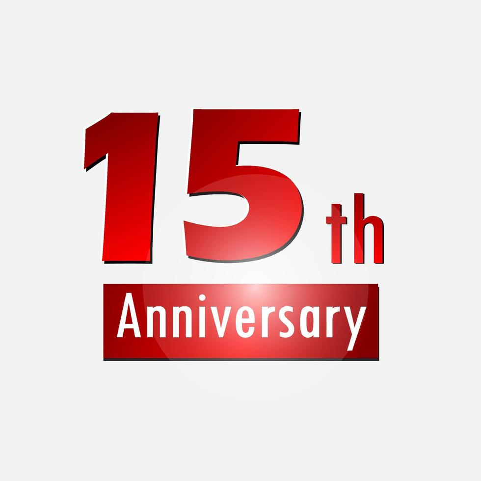röd 15:e år årsdag firande enkel logotyp vit bakgrund vektor