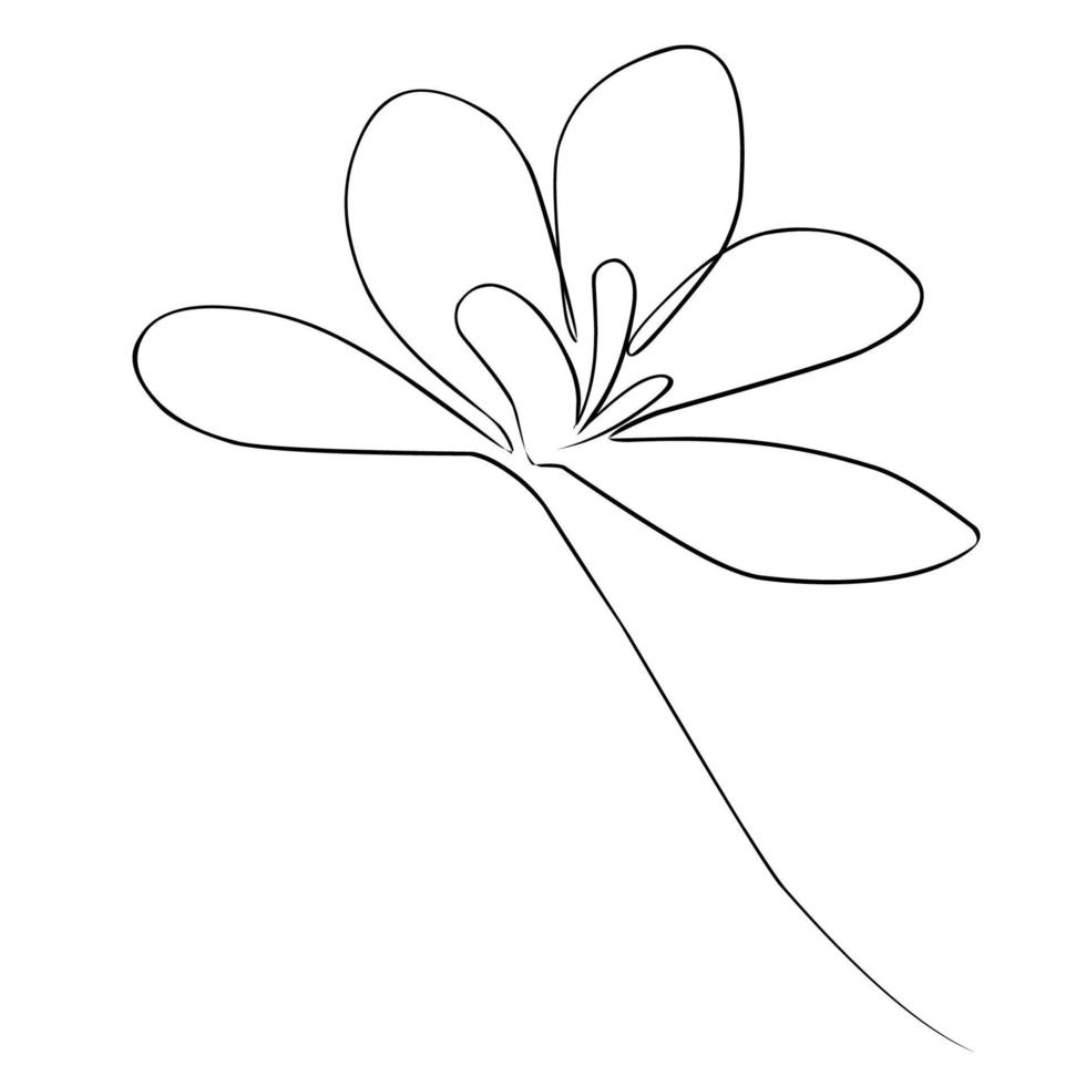 Vektor abstrakte Blume mit einer Zeile. minimalistische Konturzeichnung einer Blume. lineare Zeichnung. Gestaltung von Schaufenstern, Notizbüchern, Kleidern.