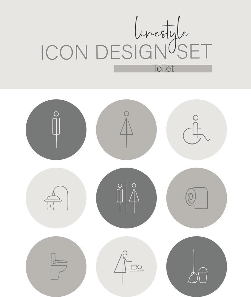 Linienstil-Icon-Set Toilette. vektor