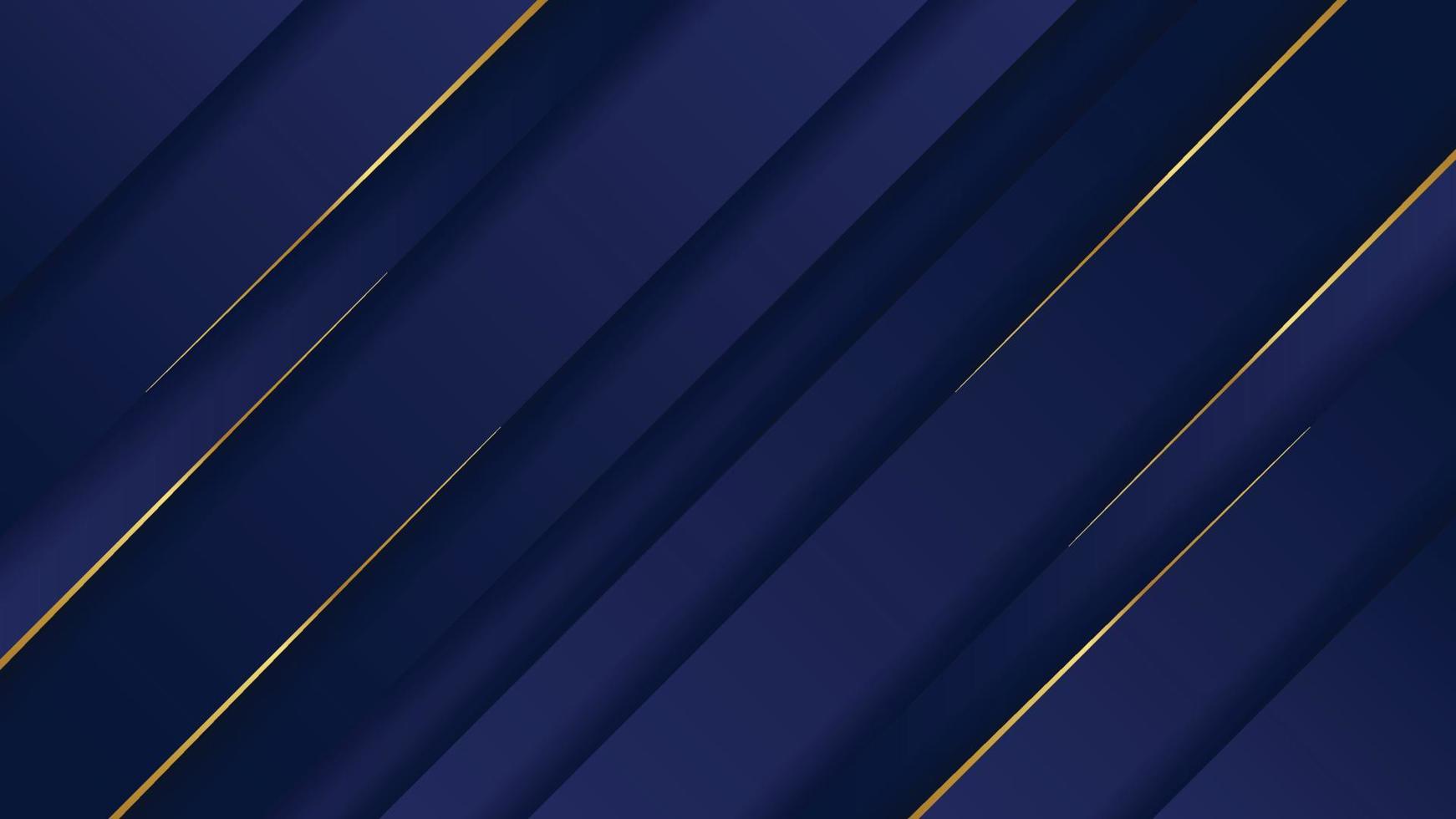 abstraktes Farbverlaufsmarineblau mit luxuriöser goldener Linienvorlage. vektor