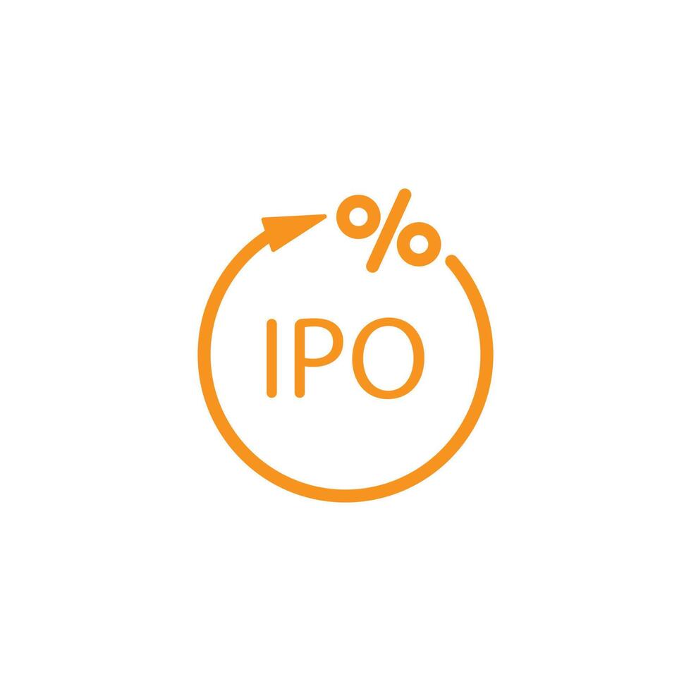 eps10 orange vektor ipo abstrakt linje konst ikon isolerat på vit bakgrund. första offentlig erbjudande översikt symbol i en enkel platt trendig modern stil för din hemsida design, logotyp, och mobil app