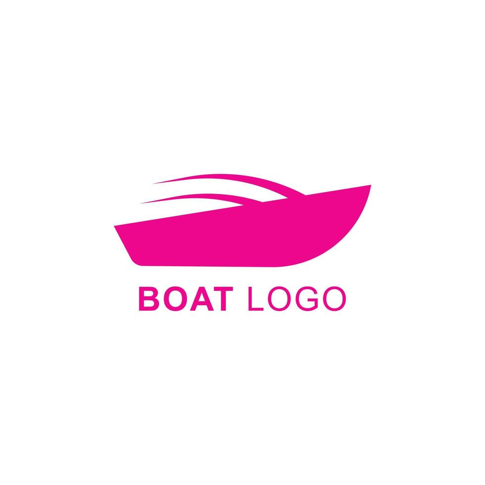 Rosa Motor- oder Segelbootgeschäft abstraktes kreatives Vektorkunstlogo mit dem Bootssymbol oder -symbol im einfachen flachen trendigen modernen Stil isoliert auf weißem Hintergrund vektor