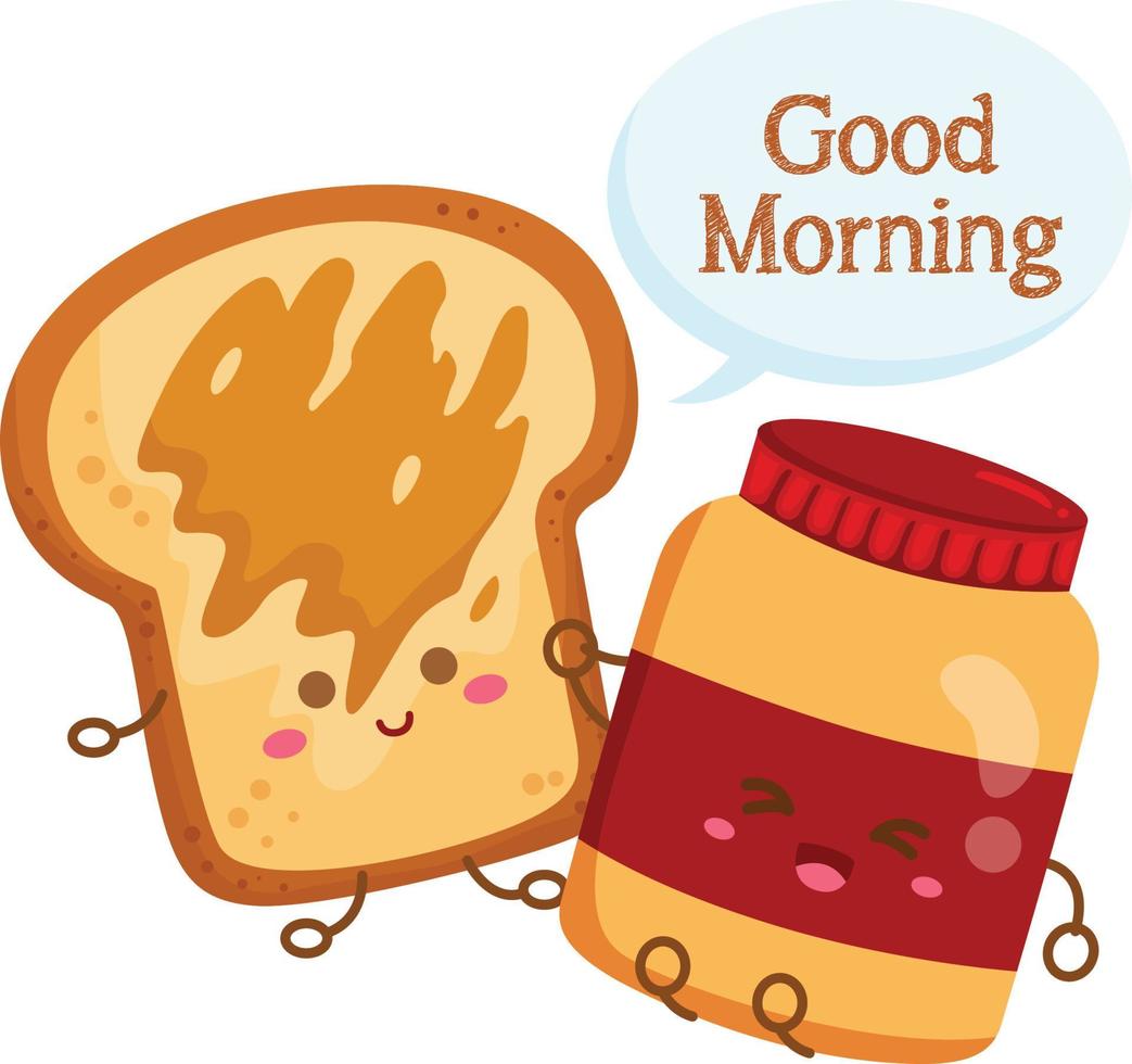 söt frukost morgon- mat sylt och bröd rostat bröd illustration vektor ClipArt