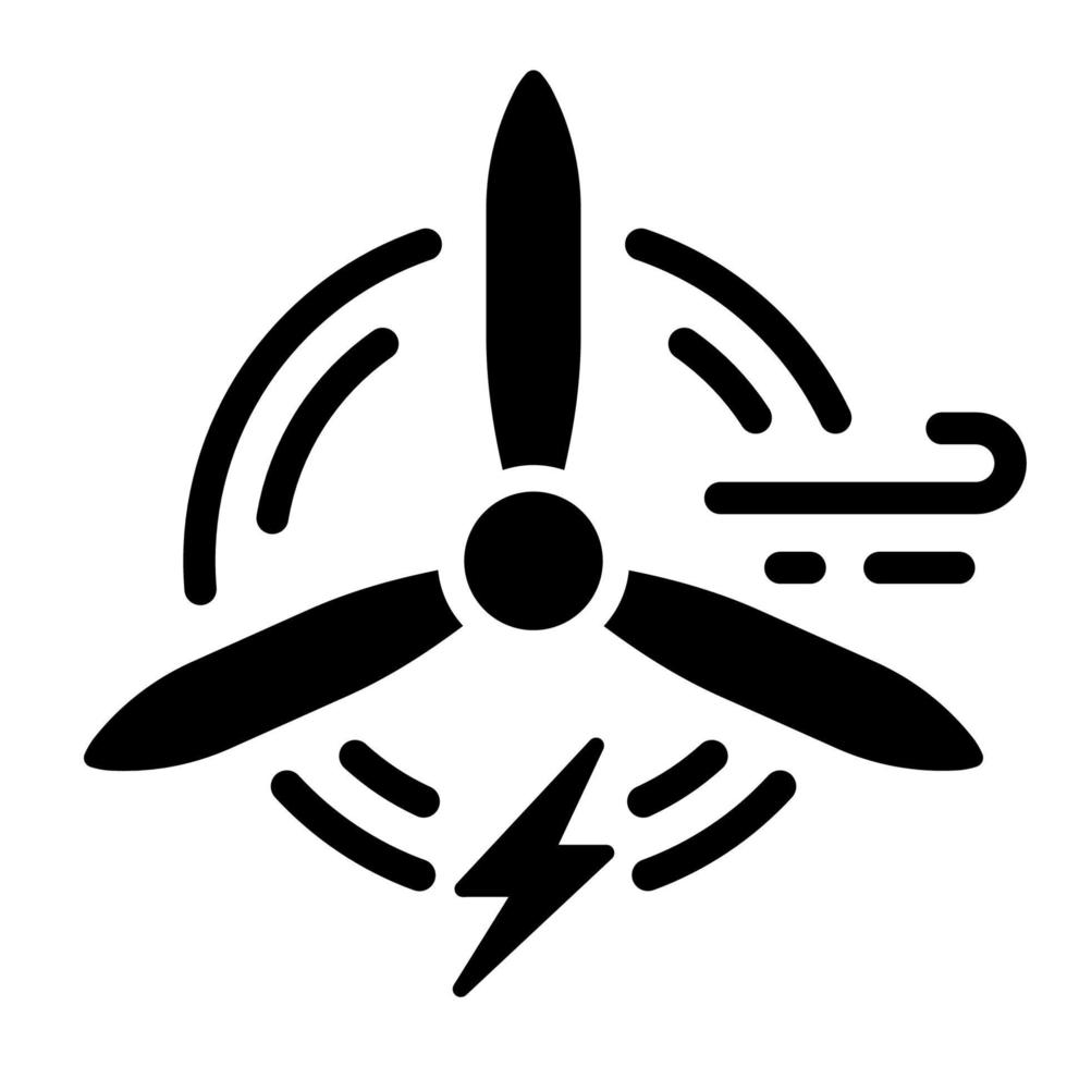 Ökologie-Windmühlen-Glyphen-Piktogramm. ökologische Technologie der Energieerzeugung. Eco erneuerbare grüne Energie Silhouette Symbol. Symbol für die elektrische Energie des Windmühlenbauernhofs. isolierte Vektorillustration. vektor