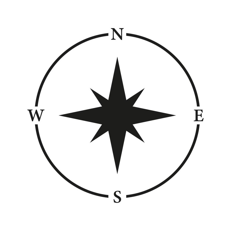 abenteuer richtungspfeil nach norden südwesten osten orientierung navigator modernes zeichen. Kompass-Karten-Silhouette-Symbol. Glyphen-Piktogramm für die Retro-Ausrüstung der Rosenwind-Navigation. isolierte Vektorillustration. vektor