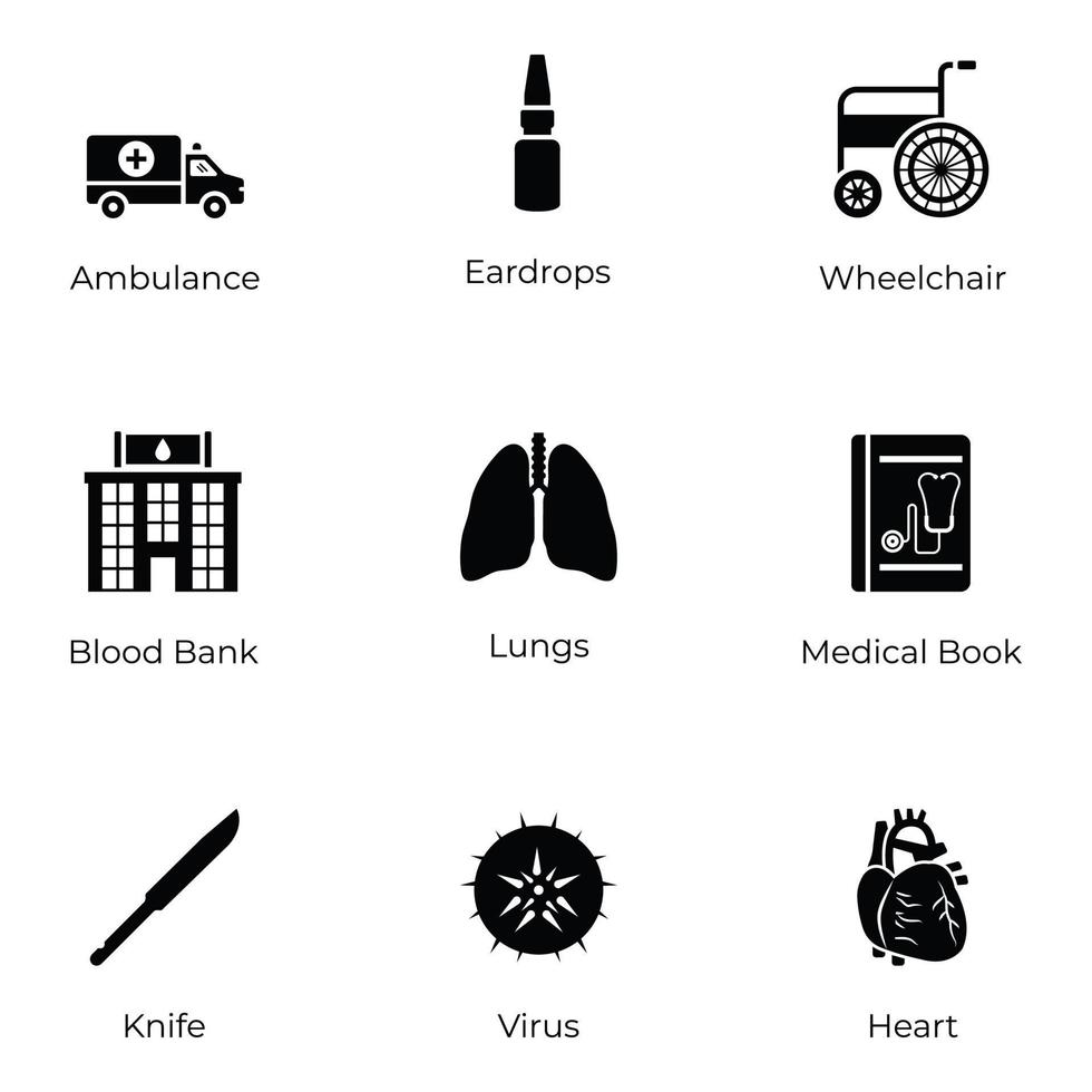 medicinsk och sjukvård ikoner packa vektor