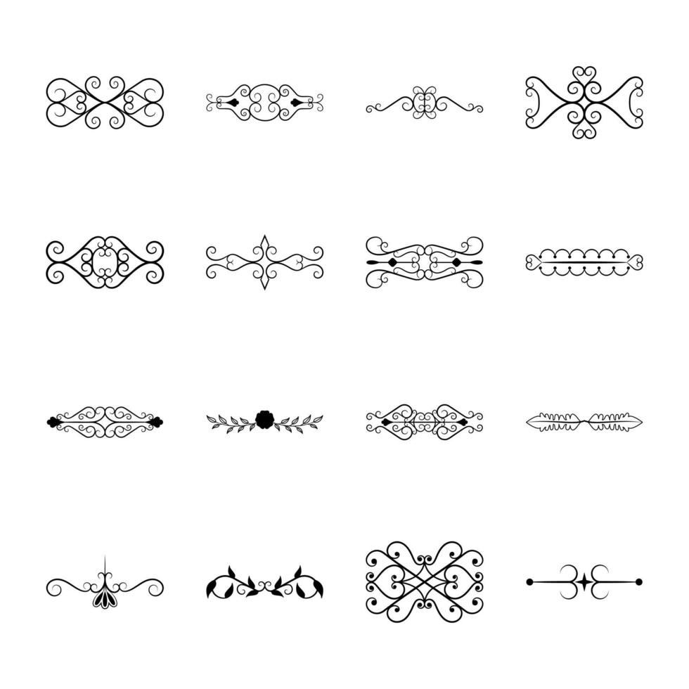 calligraphic gränser mönster vektorer packa