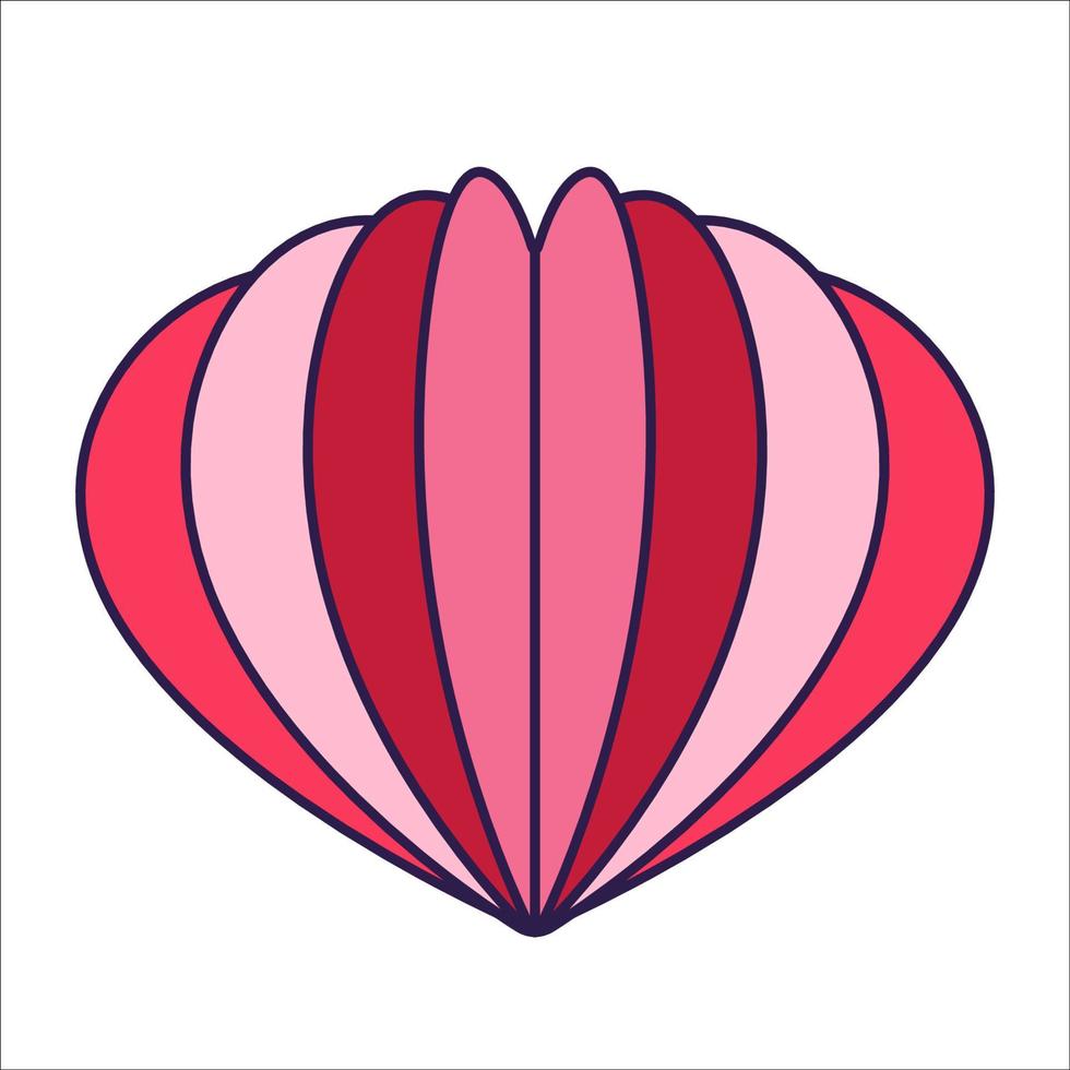 Retro Valentinstag Symbol Herz. Liebessymbole im angesagten Pop-Line-Art-Stil. die Figur eines Herzens in zartrosa, roter und korallenroter Farbe. vektorillustration lokalisiert auf weiß. vektor