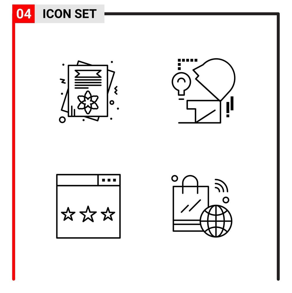 4 allgemeine Symbole für Website-Design Print und mobile Apps 4 Gliederungssymbole Zeichen isoliert auf weißem Hintergrund 4 Icon Pack vektor