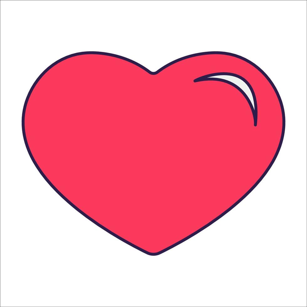 Retro-Valentinstag-Symbol Herz. Liebessymbole im angesagten Pop-Line-Art-Stil. die Figur eines Herzens in zartrosa, rot und korallenroter Farbe. vektorillustration isoliert. vektor
