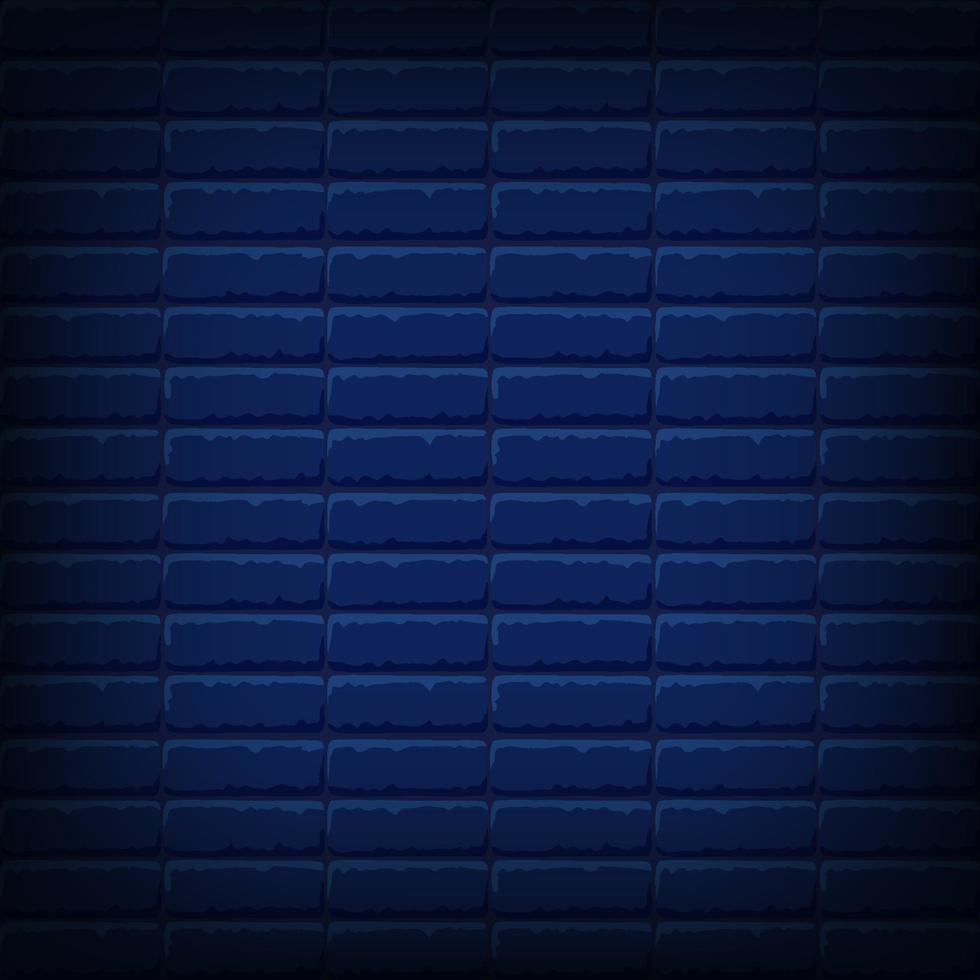 nächtliche dunkelblaue Backsteinmauer. vektorquadrathintergrund für neonlichter oder text, mauerwerksbeschaffenheit. vektor