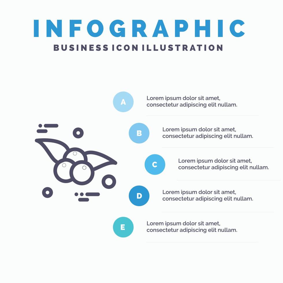 körsbär mat frukt linje ikon med 5 steg presentation infographics bakgrund vektor