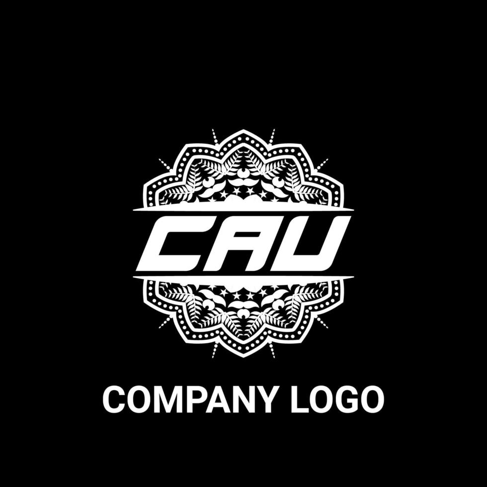 Cau-Buchstaben-Lizenzgebühren-Mandala-Form-Logo. cau Pinselkunst-Logo. cau-Logo für ein Unternehmen, ein Geschäft und eine kommerzielle Nutzung. vektor