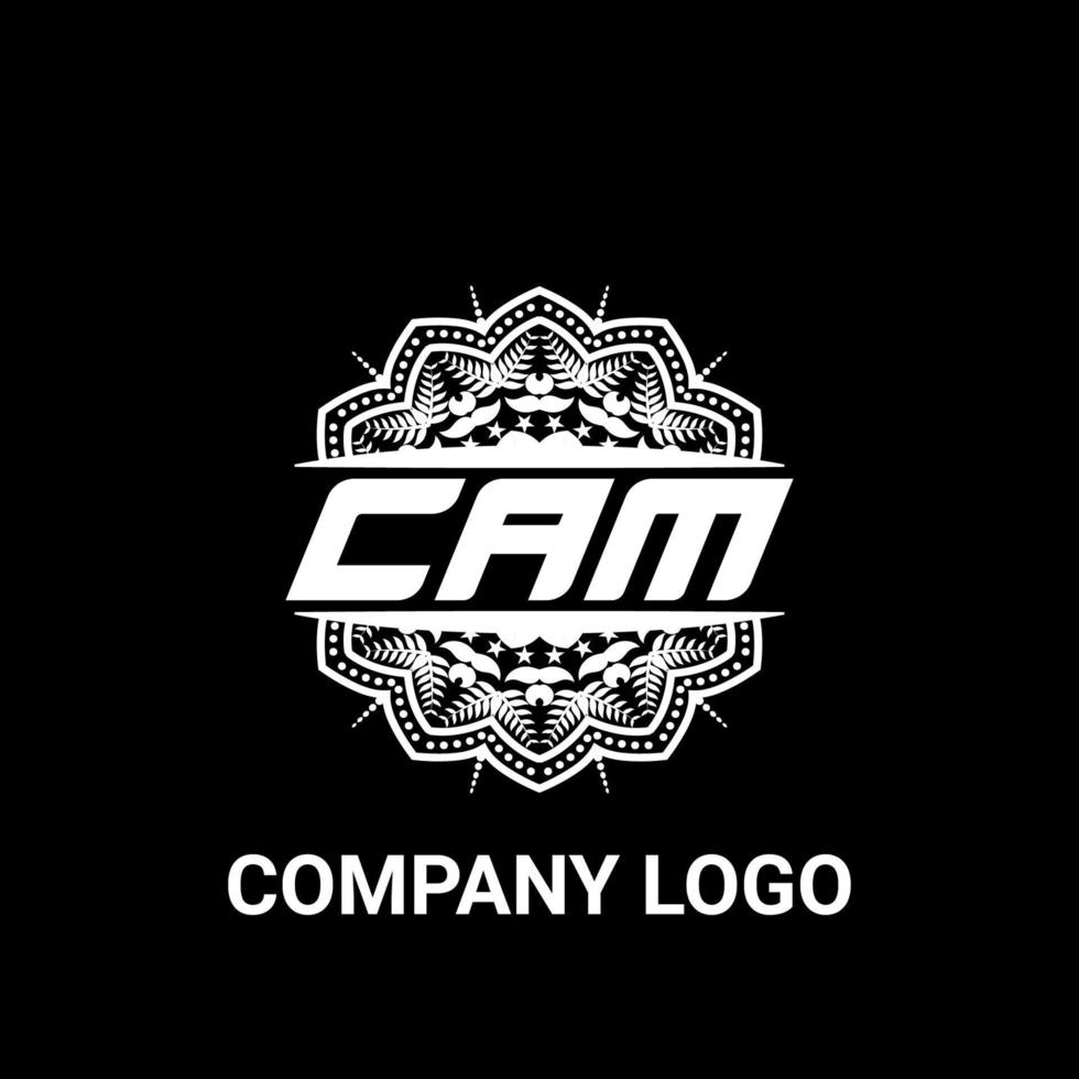 Cam-Buchstaben-Lizenzgebühren-Mandala-Form-Logo. Cam-Pinsel-Kunst-Logo. Cam-Logo für ein Unternehmen, ein Geschäft und eine kommerzielle Nutzung. vektor