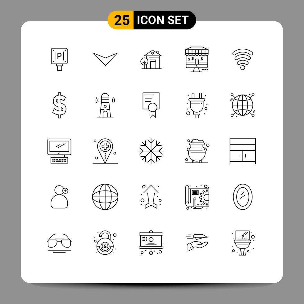 modern uppsättning av 25 rader och symboler sådan som valuta tjänster Hem wiFi marknadsföring redigerbar vektor design element