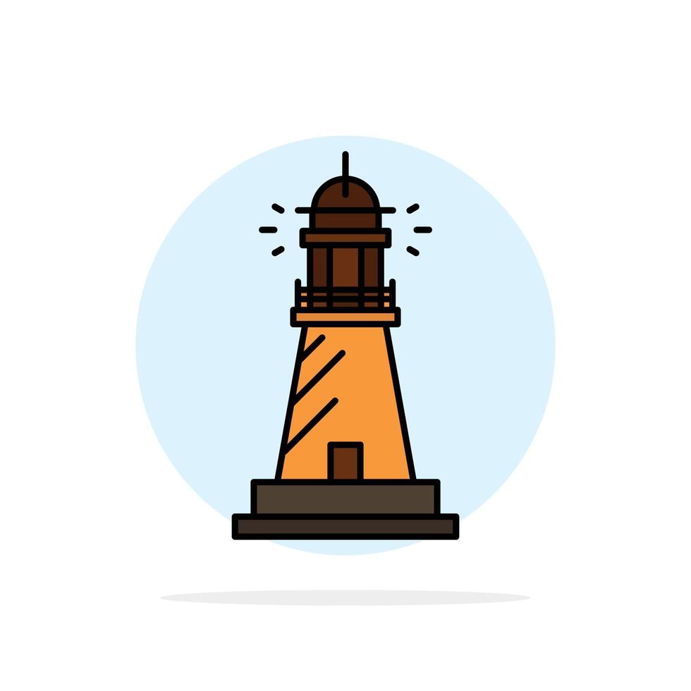 Leuchtturm Haus Licht Strand Ozean abstrakt Kreis Hintergrund flache Farbe Symbol vektor