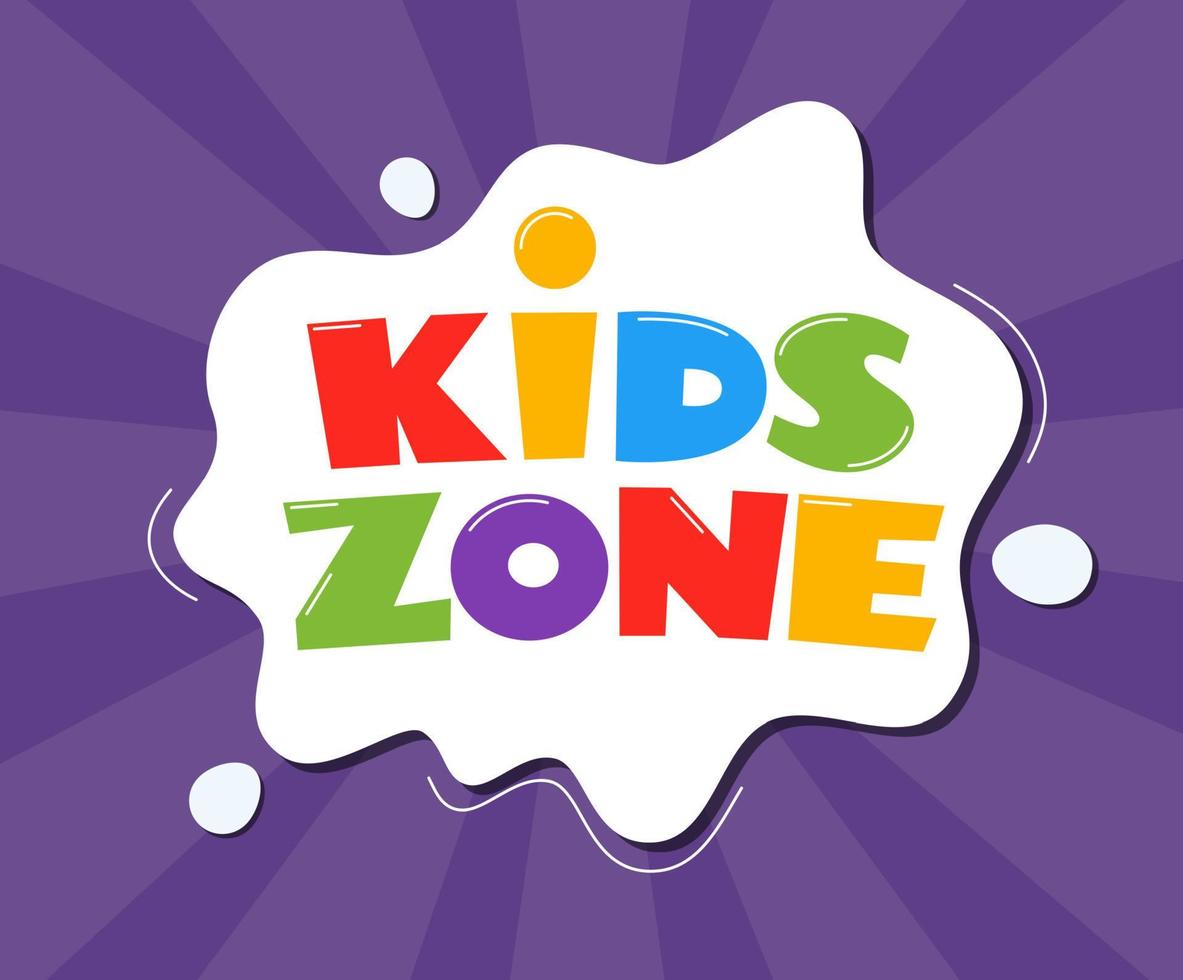 Kids Zone Emblem oder Logo für Kinderspielzimmer. kinderzone hand ertrinken schriftzug. bunte vektorillustration. vektor