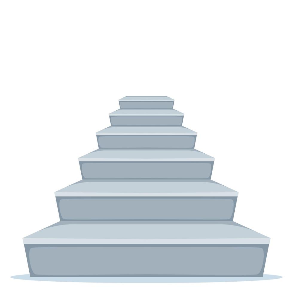 Treppe aus grauem Beton. Vorderansicht der Treppenschablone, Vektorillustration lokalisiert auf Weiß. vektor