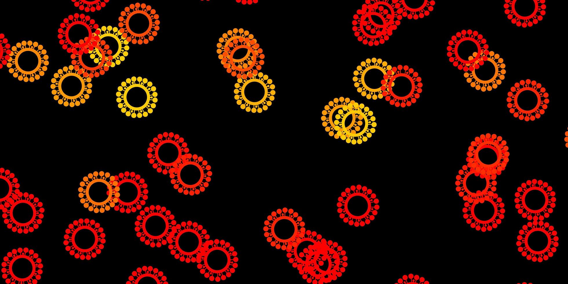 mörk orange bakgrund med virussymboler. vektor