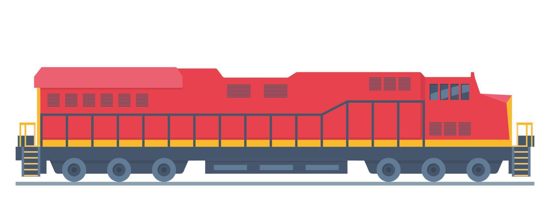 Lokomotive, Schienenfahrzeug zum Ziehen von Zügen. Eisenbahnmotor, Energie, Bewegung oder Kraft zu erzeugen, Kraft und Bewegung schieben. flache vektorillustration. vektor