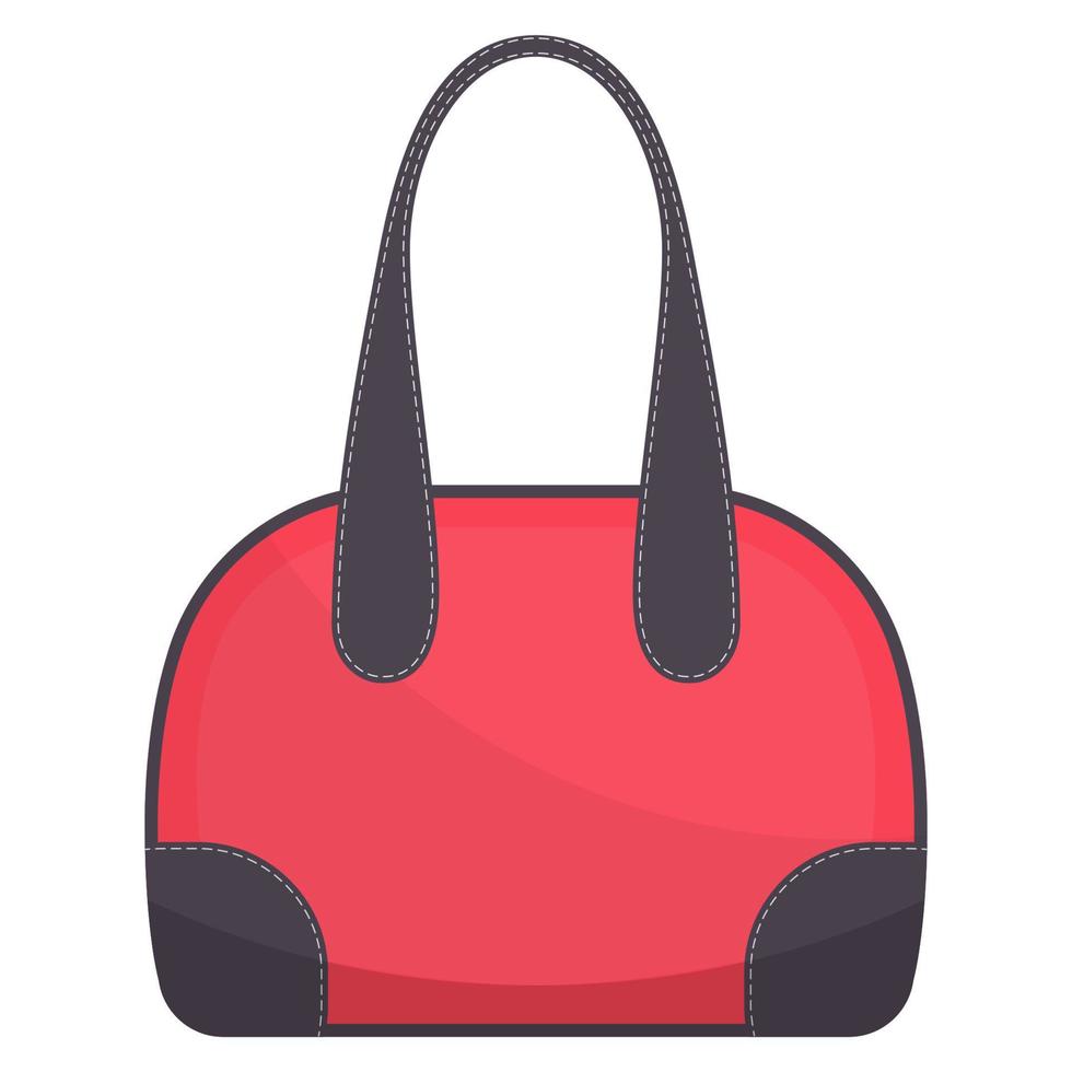 färgrik handväska med vit söm. kvinna väska. damer handväska isolerat på vit bakgrund. vektor illustration.