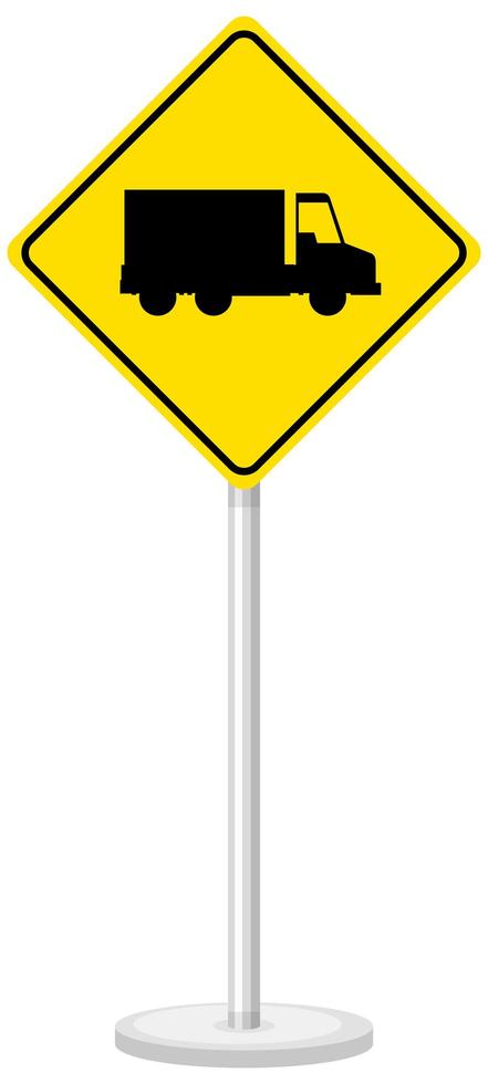 gelbes LKW-Zeichen lokalisiert auf weißem Hintergrund vektor
