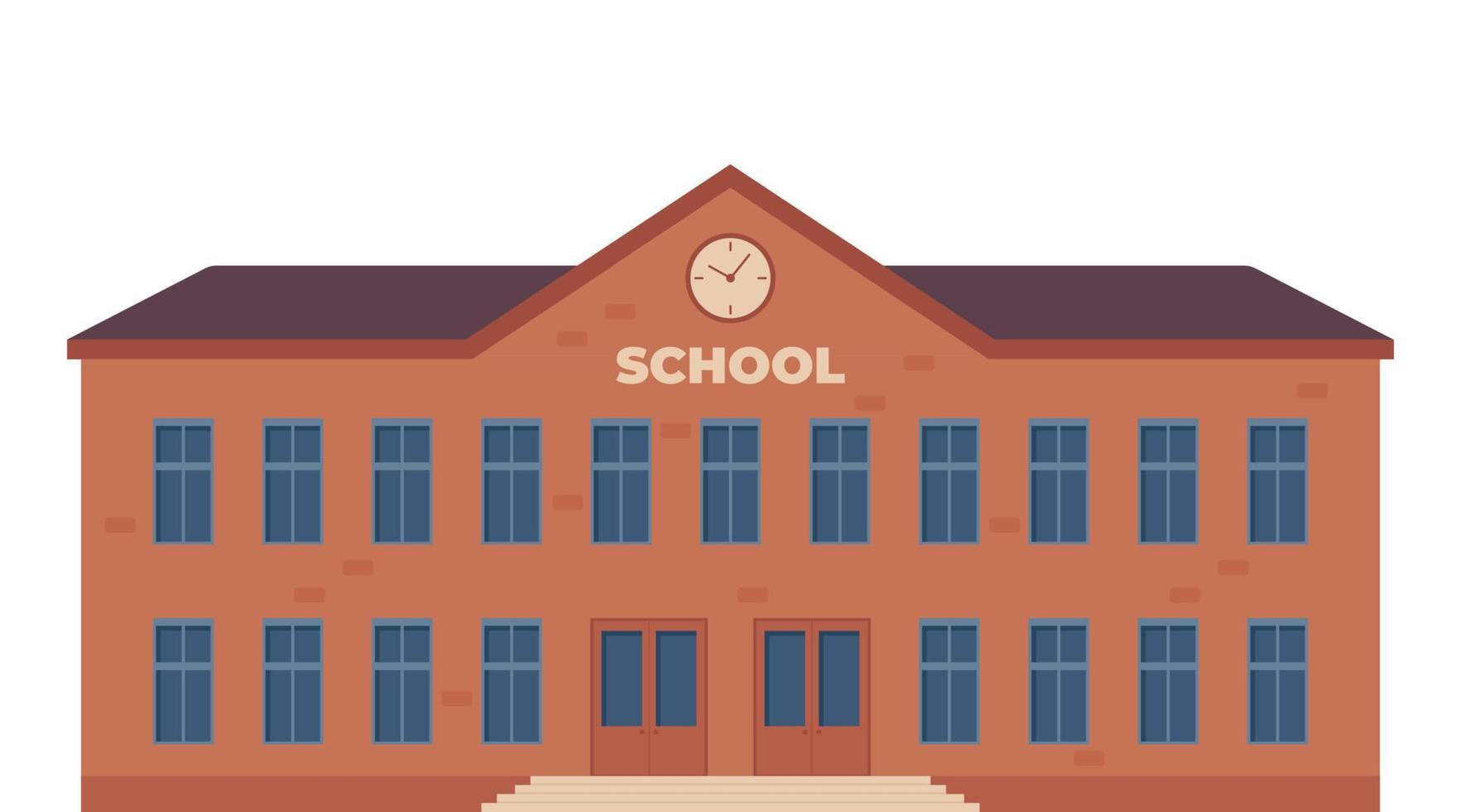 Außenansicht des modernen Schulgebäudes. Willkommen zurück in der Schule. Bildungsarchitektur, Fassade des Gymnasiums. design für flyer, banner, karte. Vektor-Illustration. vektor