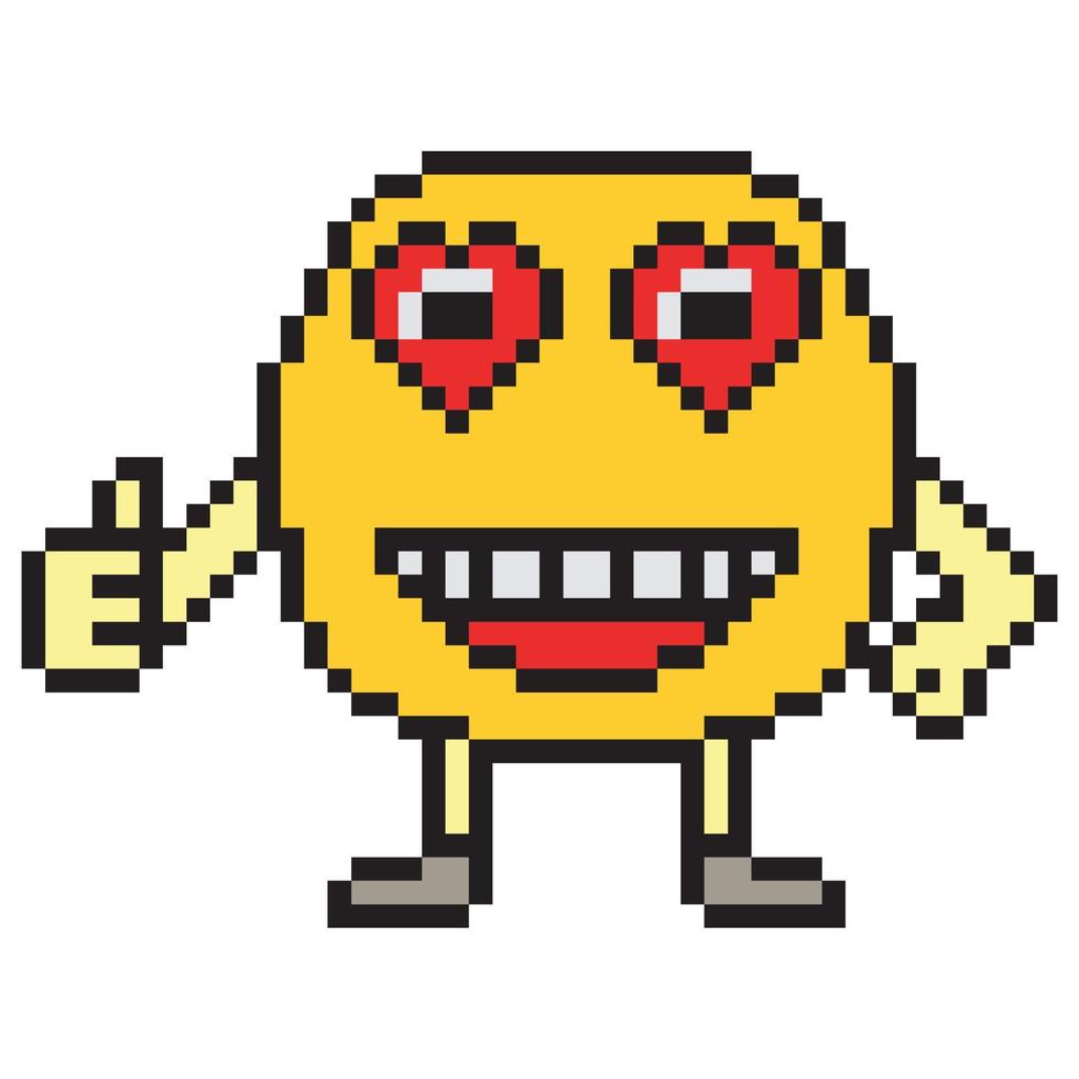 Pixel Art Gesicht Emoticon Charakter. Vektor-Illustration. vektor