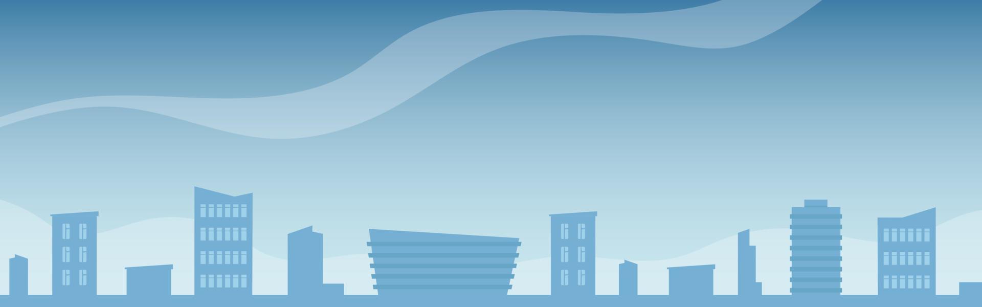 Stadtlandschaft mit Gebäuden und Wolken. blaue Stadtsilhouette. stadtbild hintergrund. Vektor-Illustration. vektor