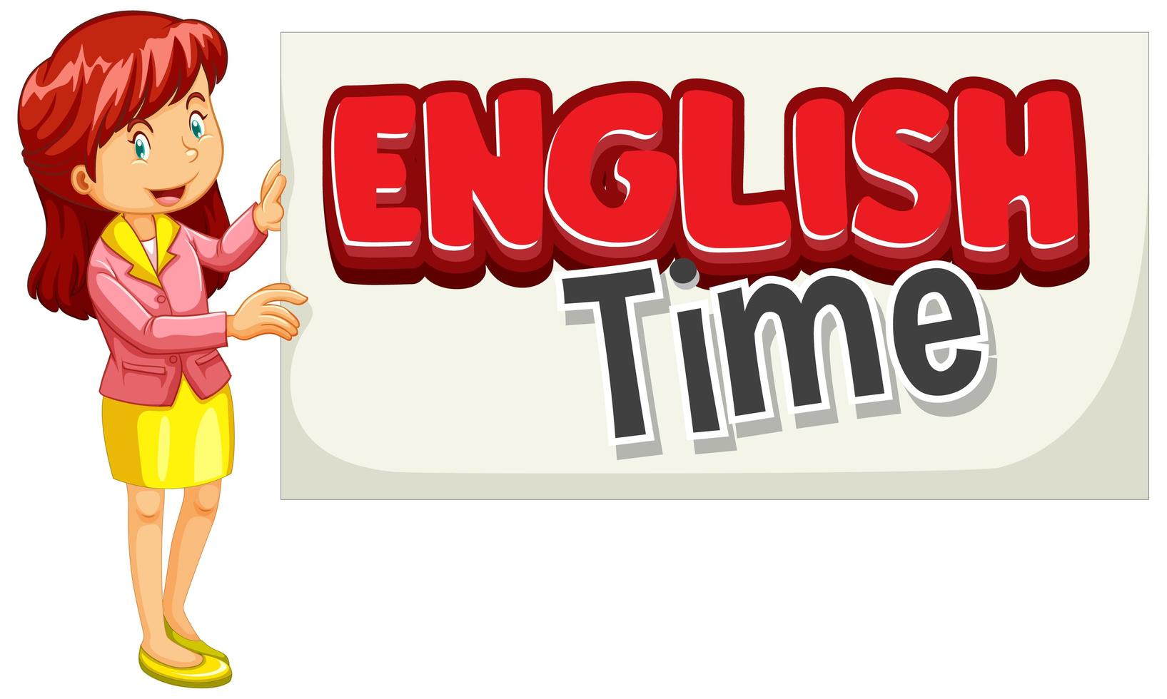 teckensnitt design för ord engelsktid med engelska lärare vektor