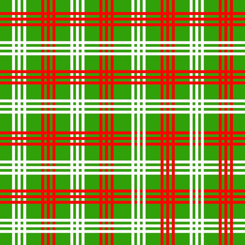 rutig jul mönster med röd och vit på grön bakgrund. vektor